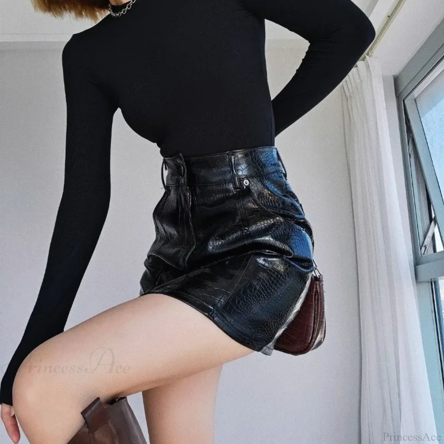 Crocodile Pattern High Waist Skirt