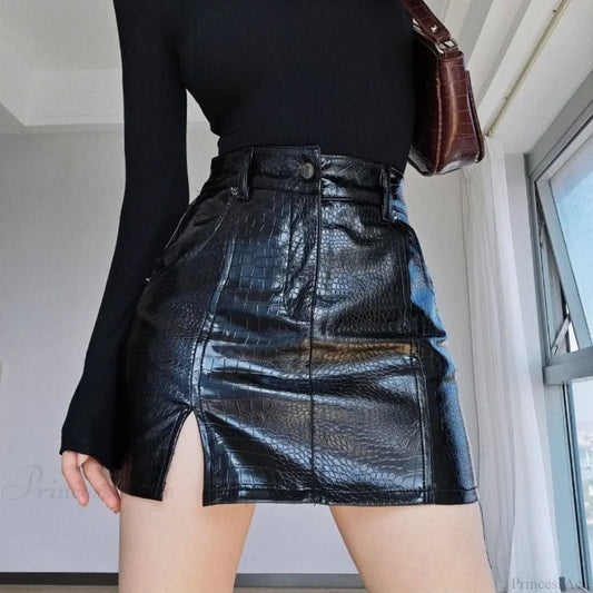 Crocodile Pattern High Waist Skirt