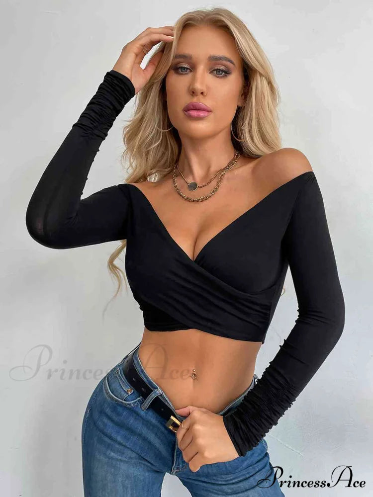 Crop Crisscross Arm Long Top