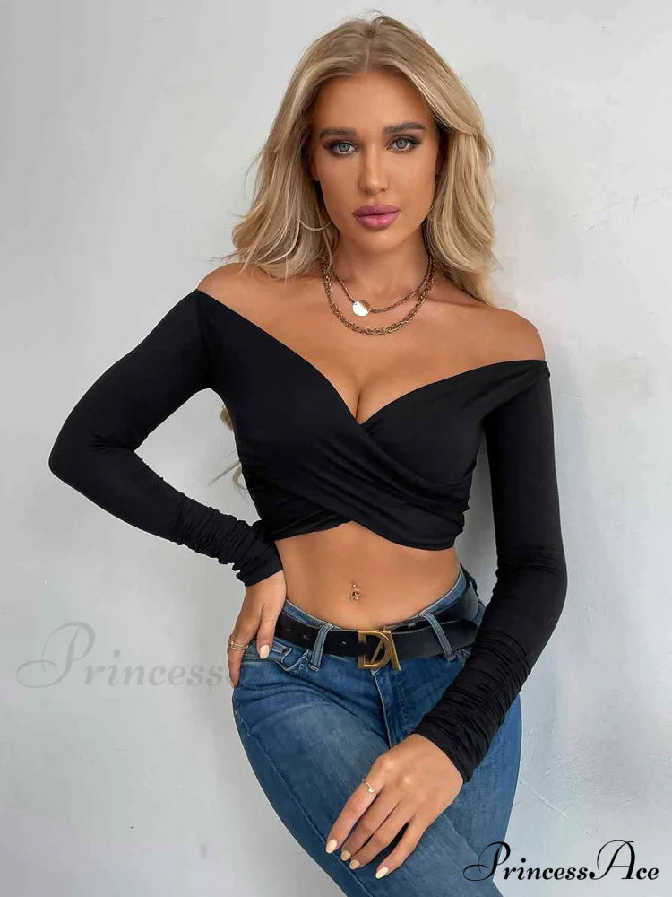 Crop Crisscross Arm Long Top