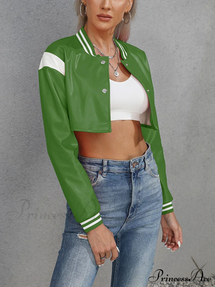 Crop Letter Graphic Trendy Raglan Sleeve Tee Green / S Coats & Jackets