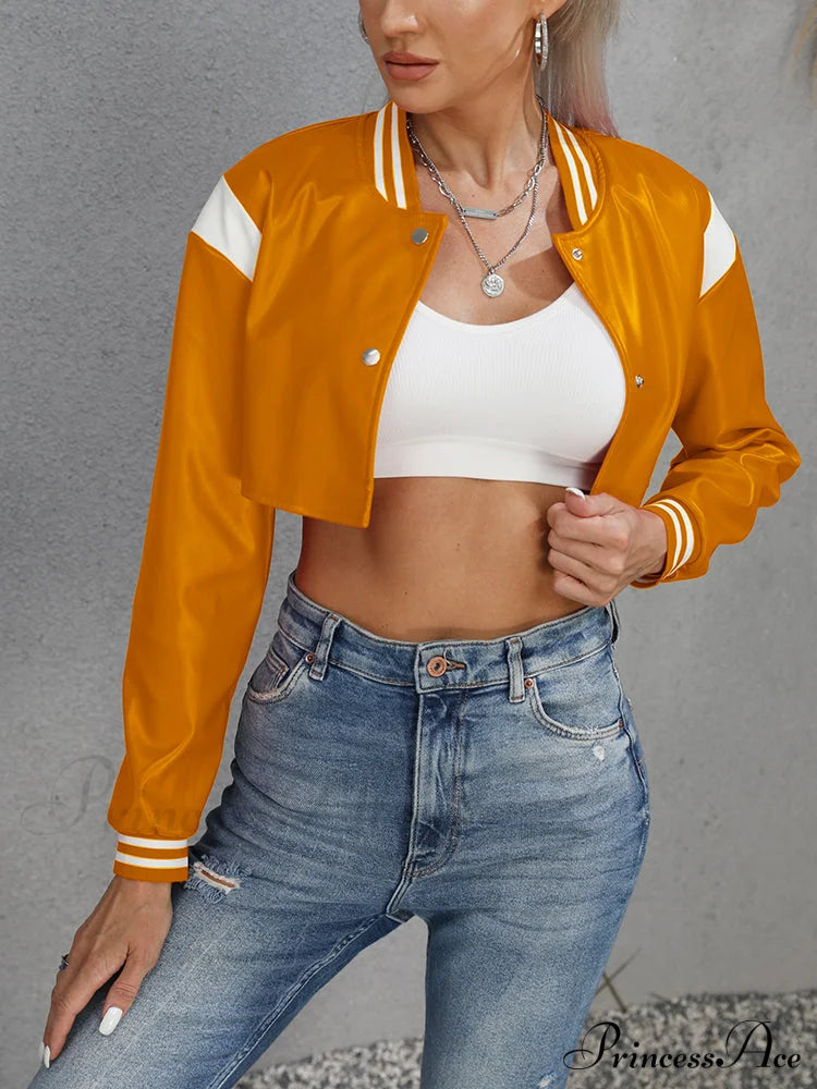 Crop Letter Graphic Trendy Raglan Sleeve Tee Yellow / S Coats & Jackets