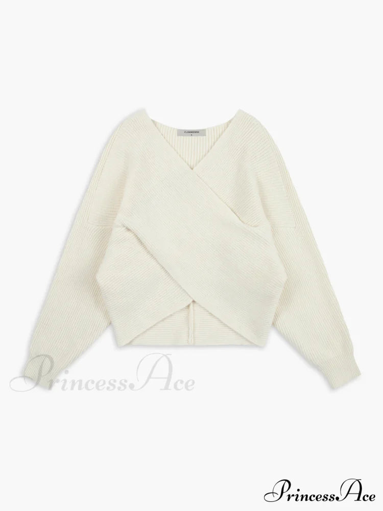 Cross My Heart Trendy Oversized Crop Sweater Off-White / Xs Sweaters-L