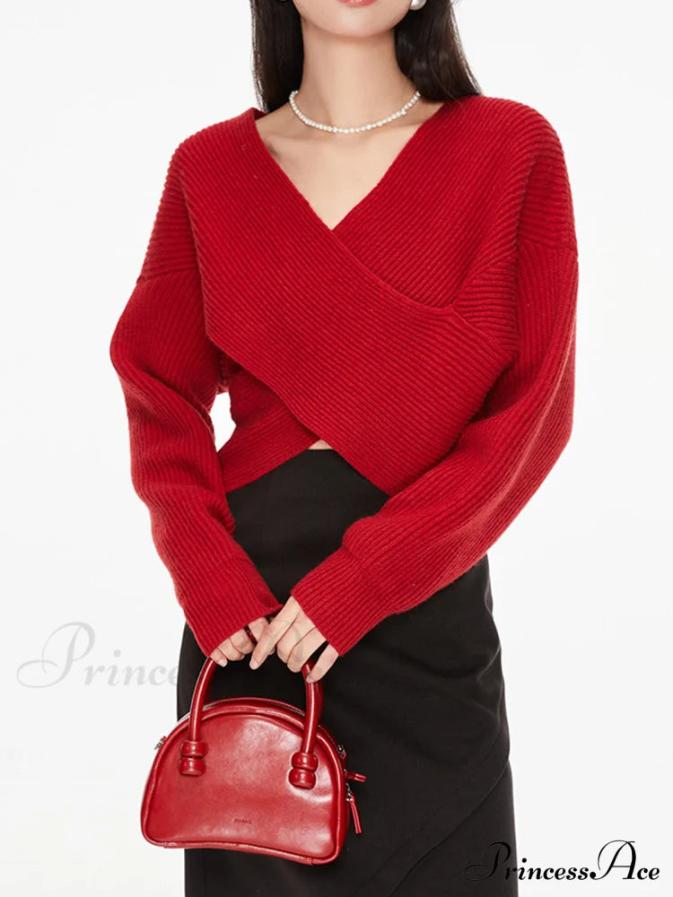 Cross My Heart Trendy Oversized Crop Sweater Red / Xs Sweaters-L