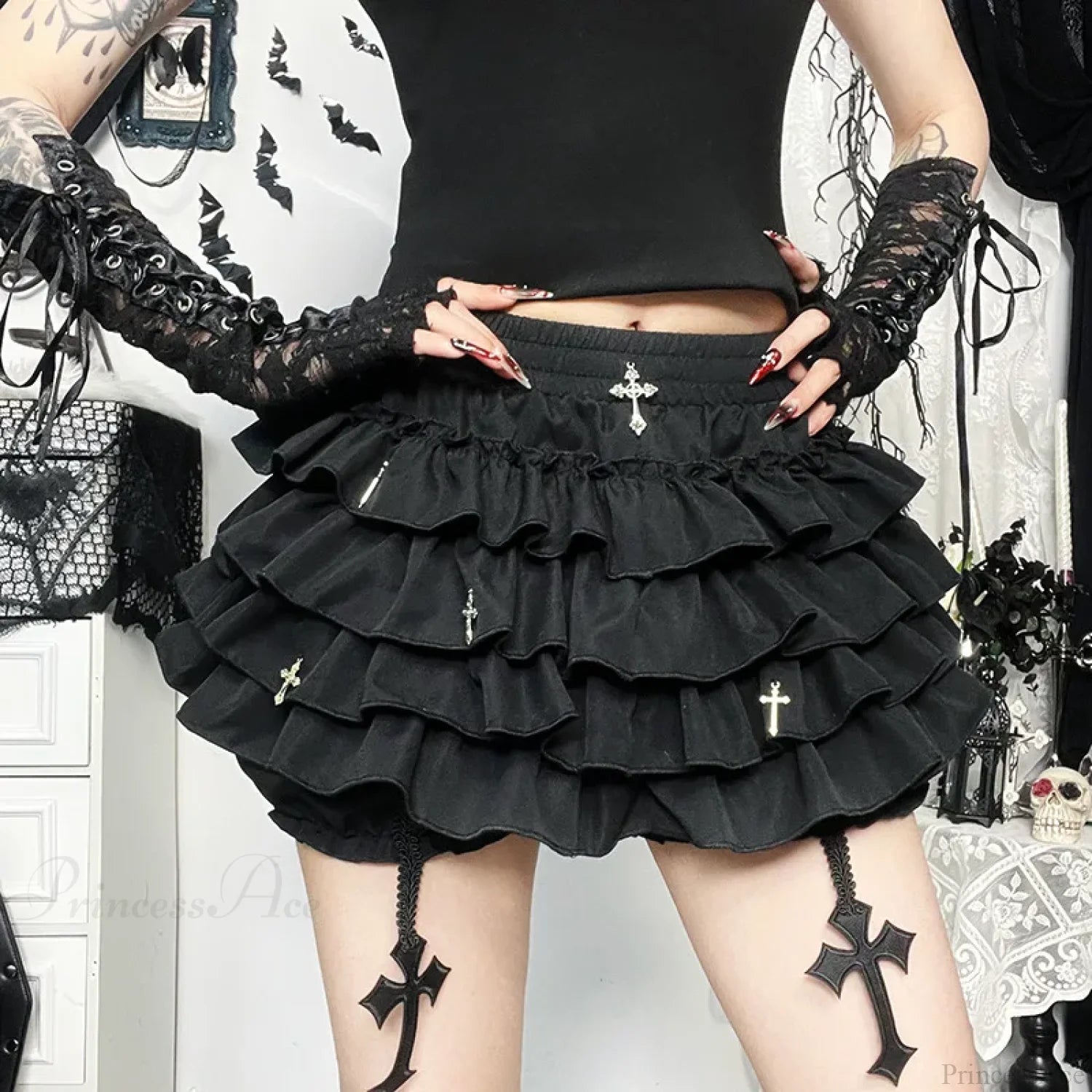 Cross Pendant Culottes Aesthetic Skirt