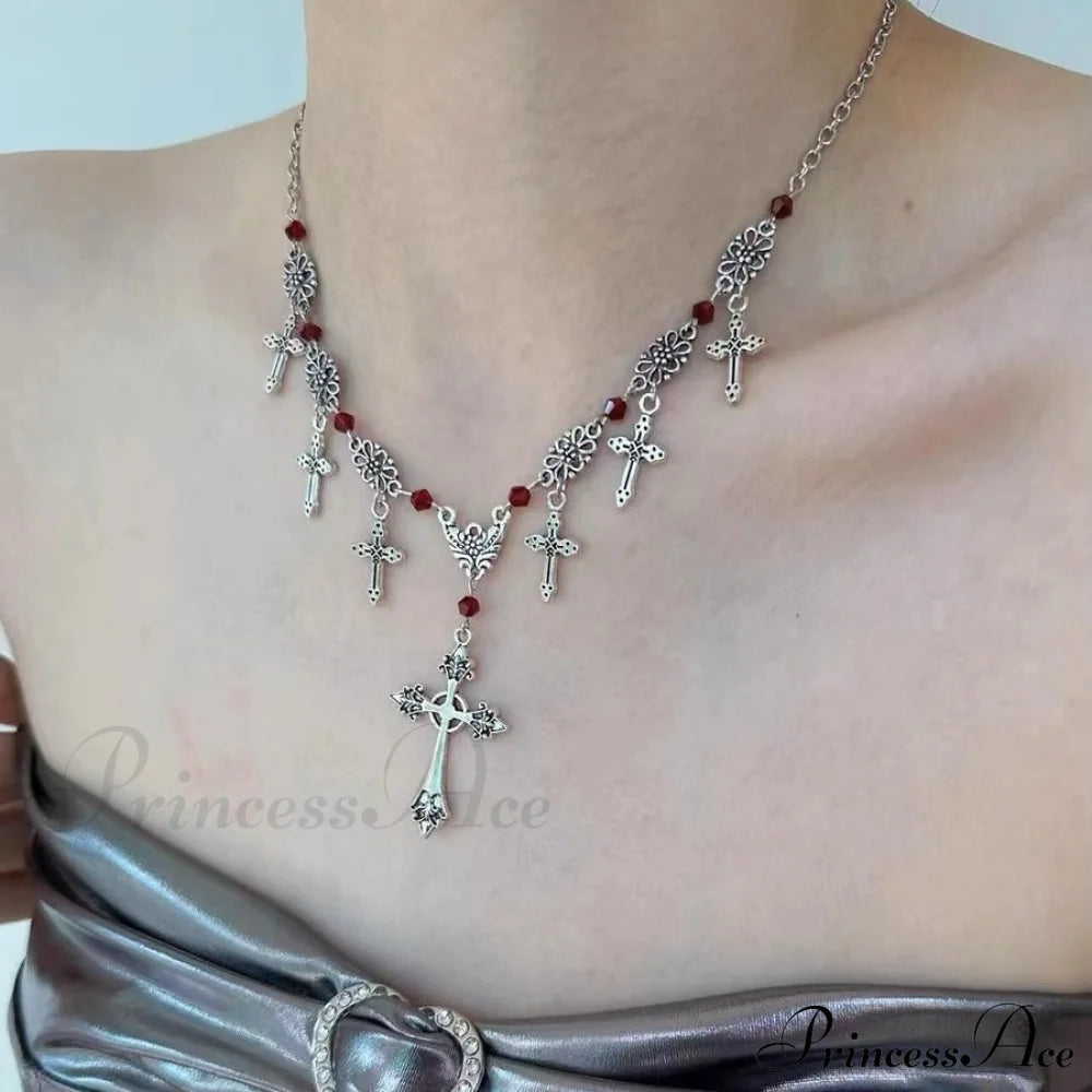 Cross Pendant Dark Gothic Hip-Hop Sweet Cool Necklace Halloween