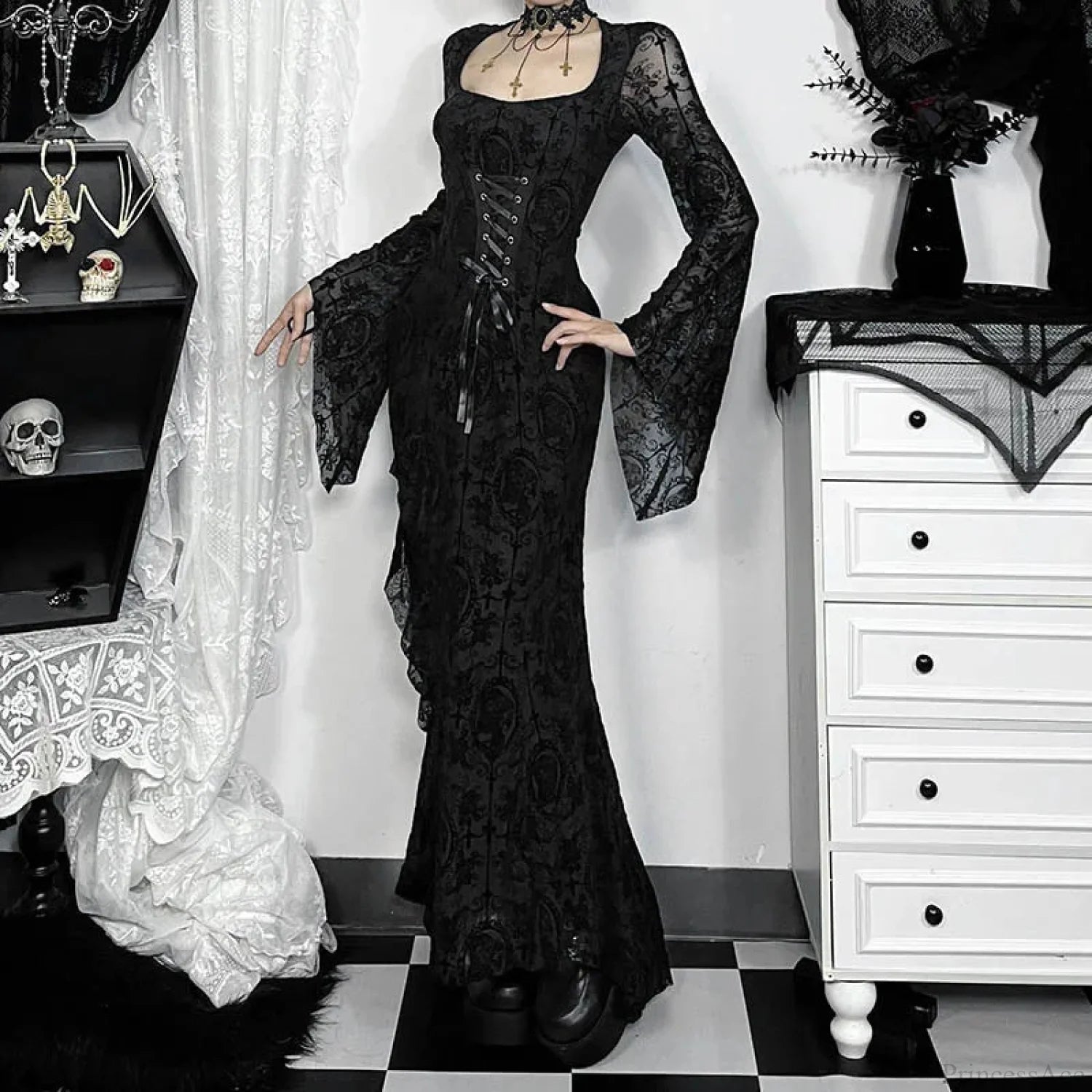 Cross Soft Long Sleeved Midi Dress
