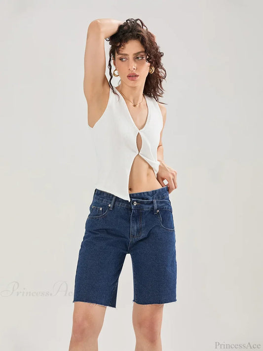 Crossover Asymmetrical Denim Short short-250223