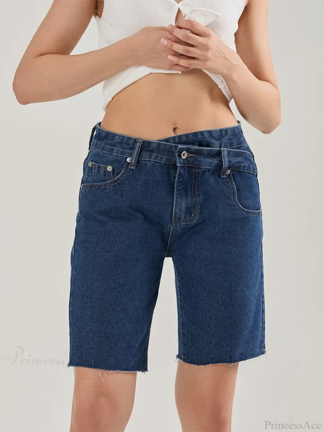 Crossover Asymmetrical Denim Short short-250223