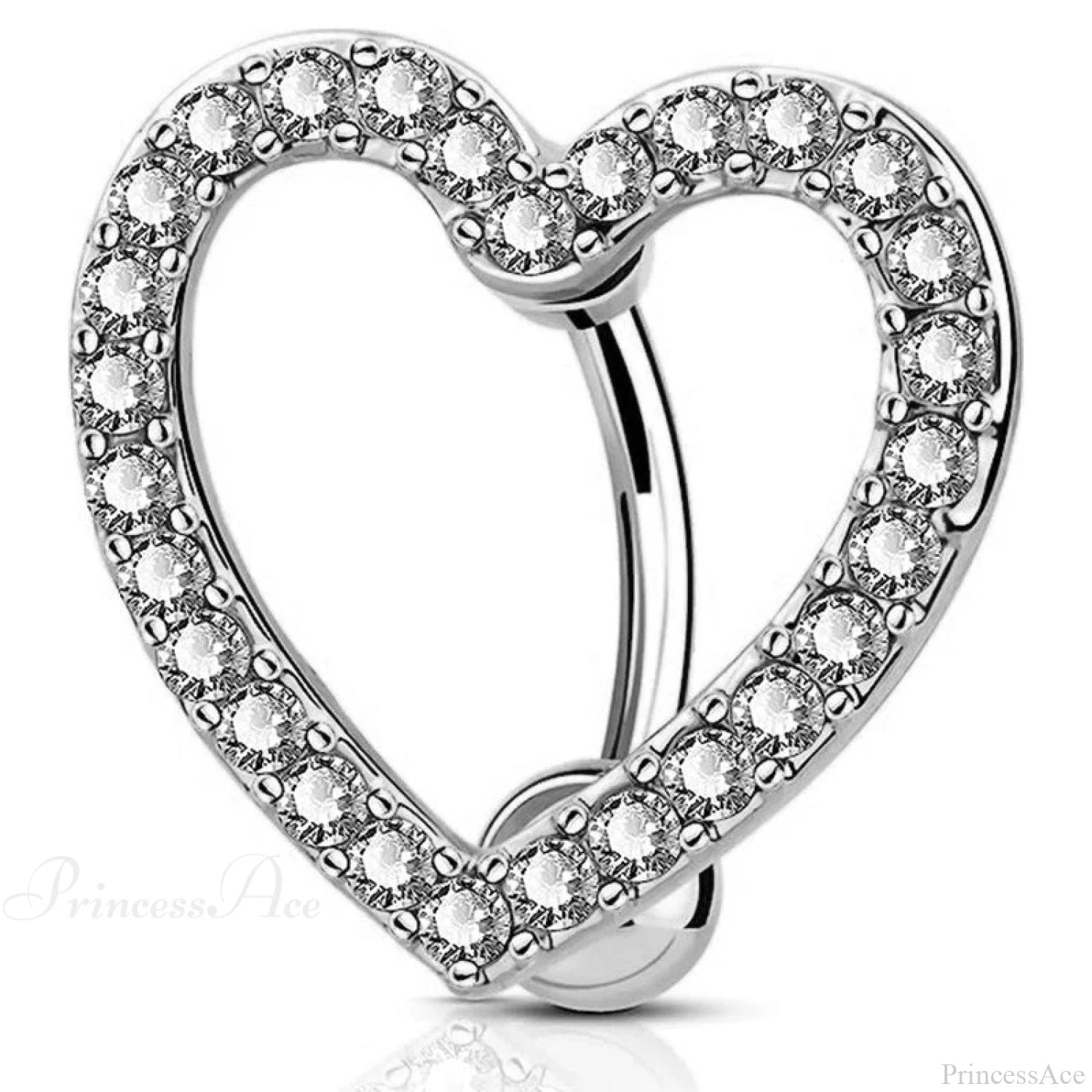Crystal Dangle Gothic Belly Ring Heart Silver