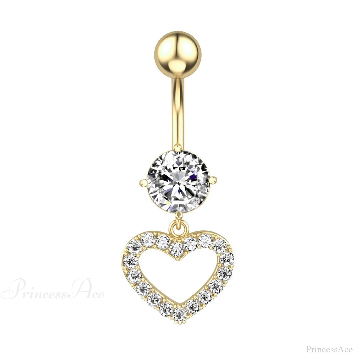 Crystal Dangle Gothic Belly Ring Style1 Gold