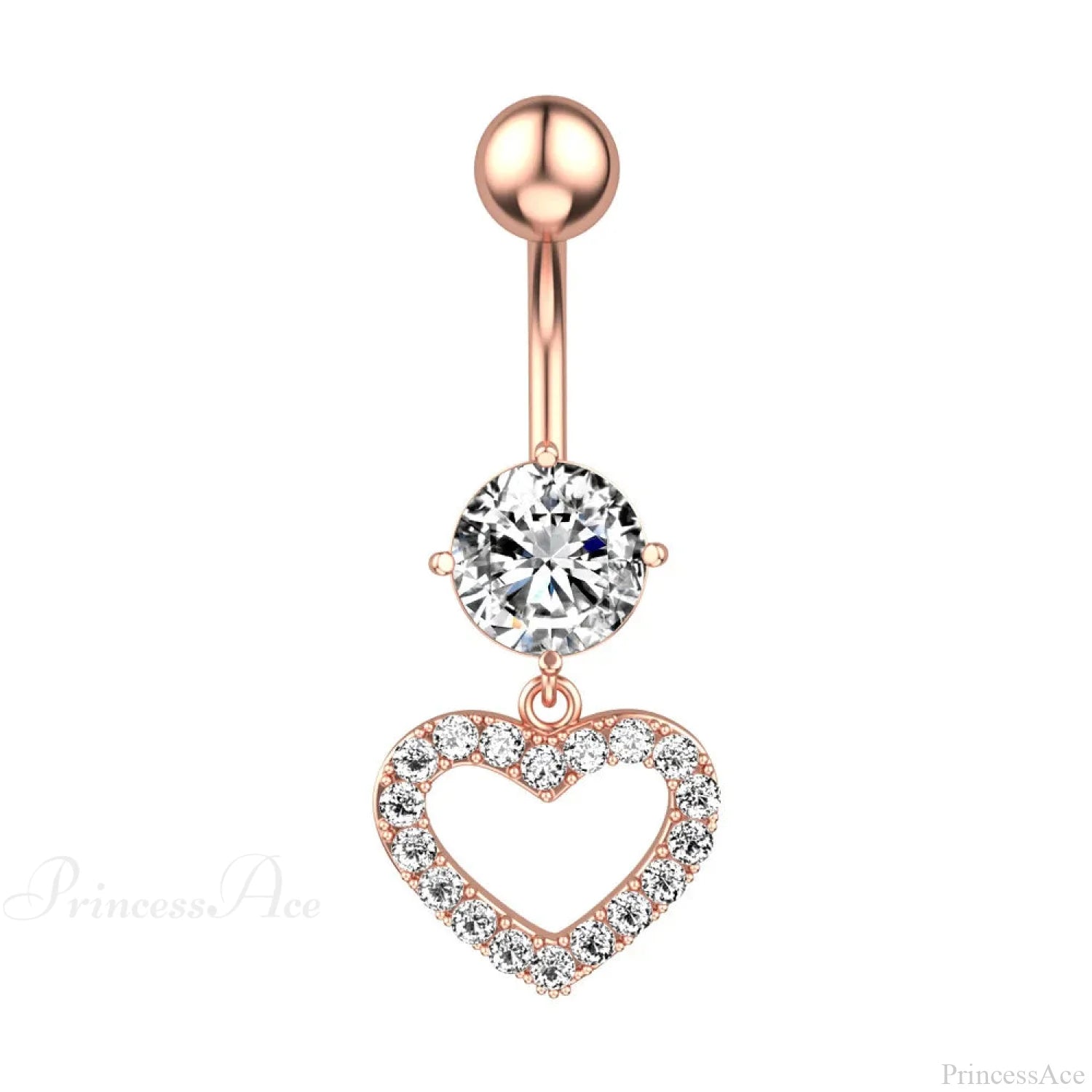Crystal Dangle Gothic Belly Ring Style1 Rose gold