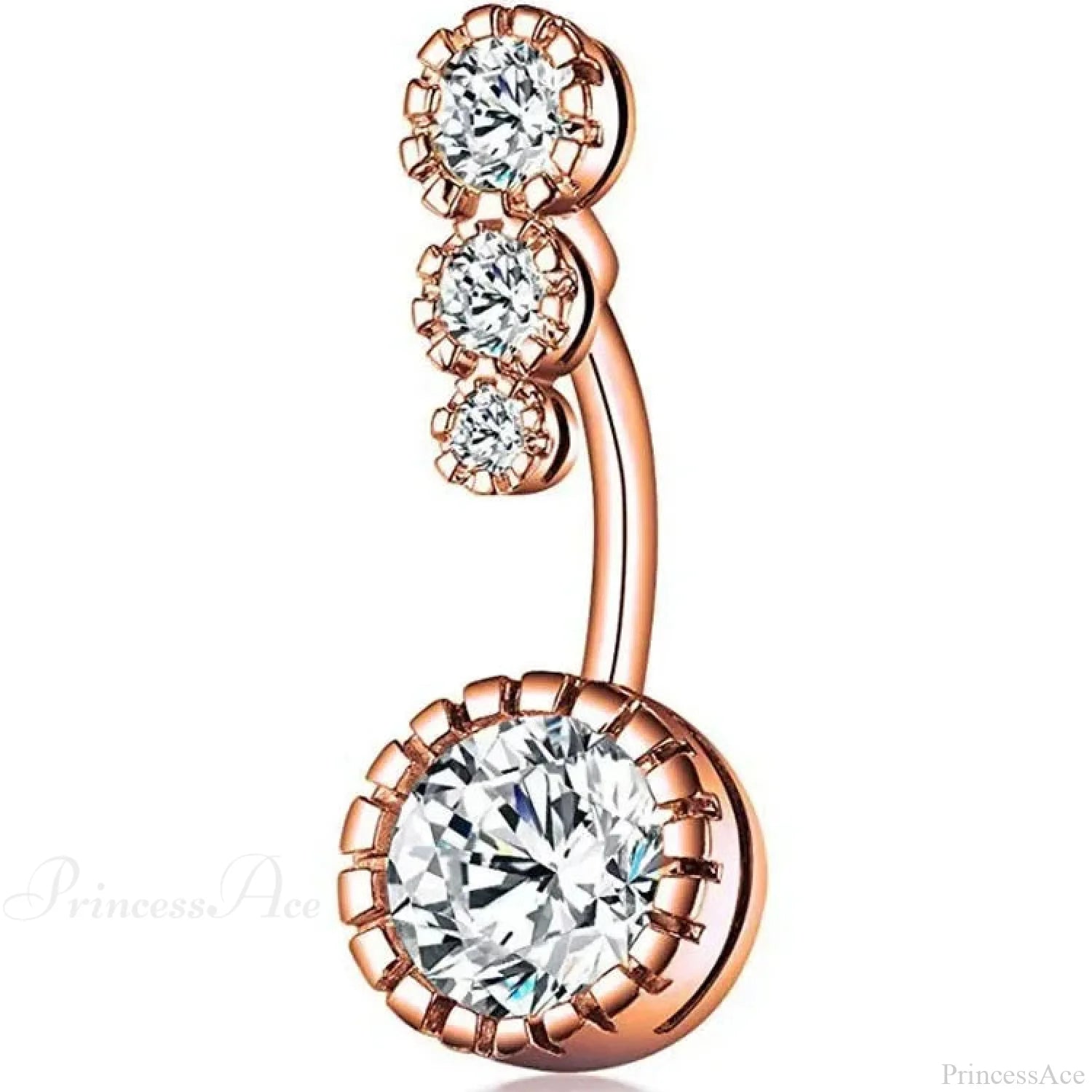 Crystal Heart Gothic Surgical Belly Ring ROSE GOLD COLOR