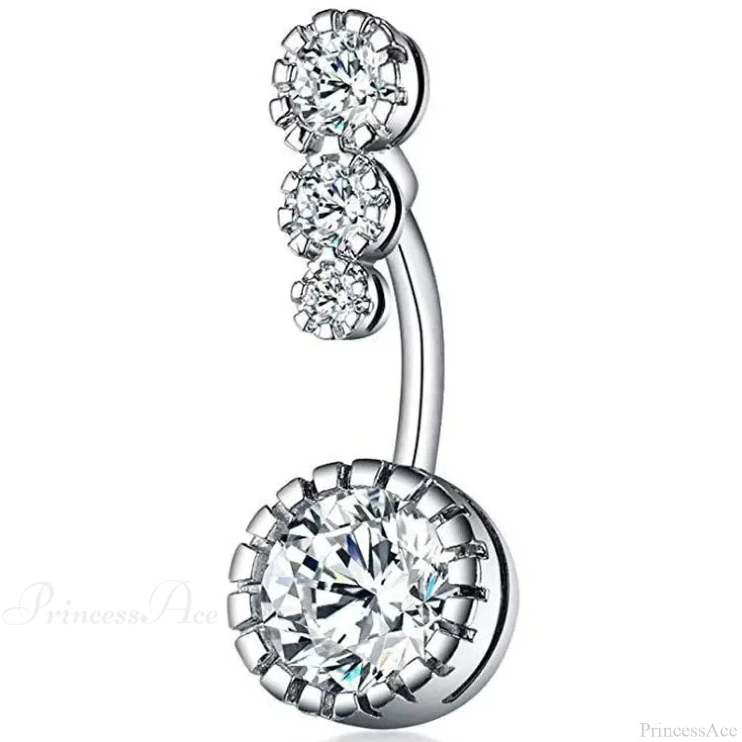 Crystal Heart Gothic Surgical Belly Ring Silver