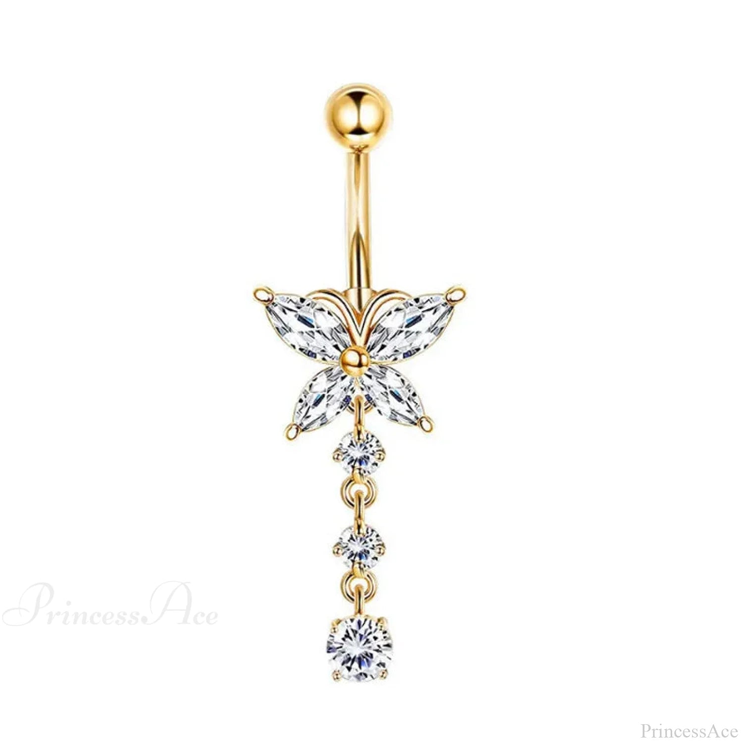 Crystal Heart Pink Gothic Belly Ring gold4