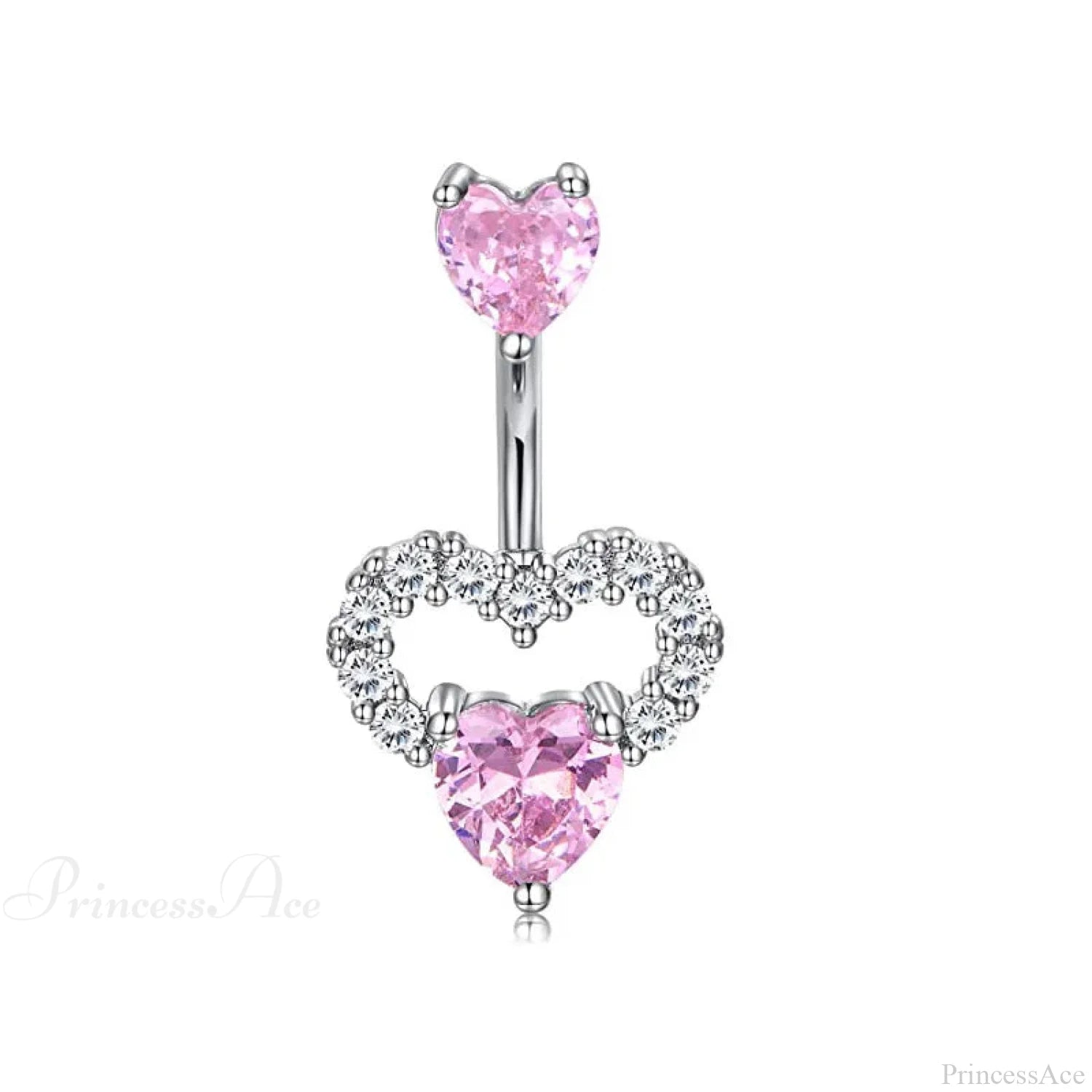 Crystal Heart Pink Gothic Belly Ring Pink7