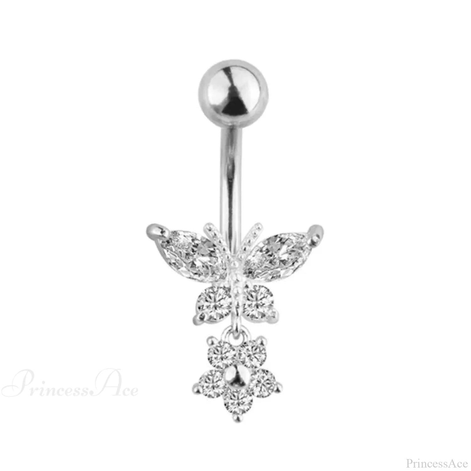 Crystal Heart Pink Gothic Belly Ring sliver5