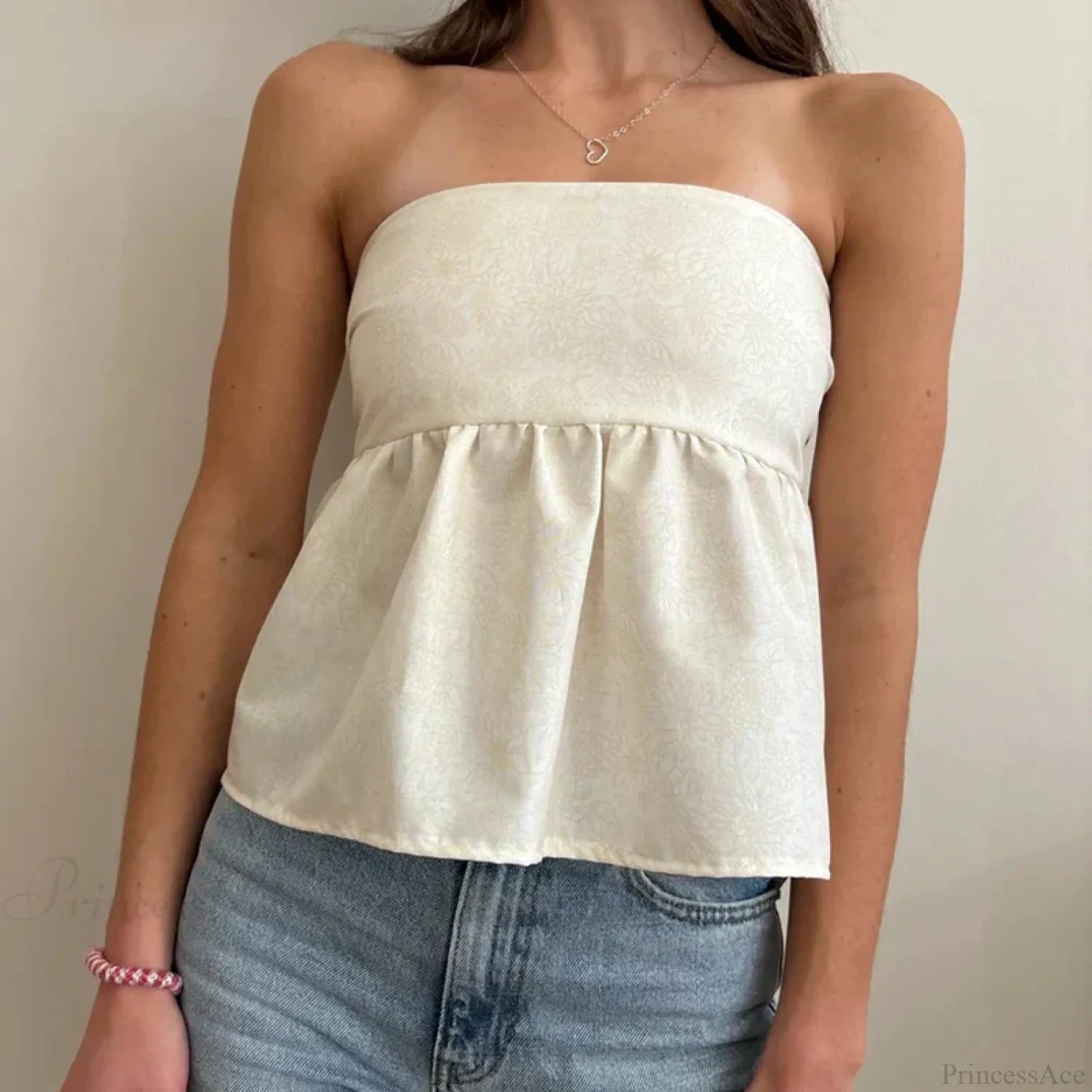 Cute Summer Floral Strapless Bandeau 00s Backless Tie Up Bodydoll Y2K Crop Top croptop-250126