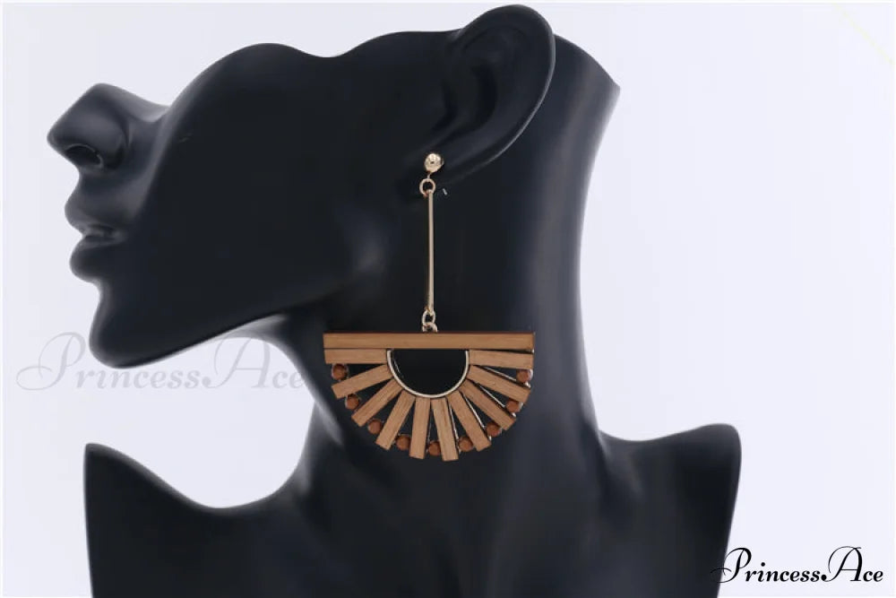 Cutout Wood Scalloped Earrings Earrings