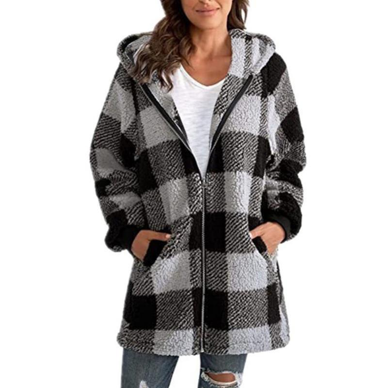 Casual Plaid Coat Gray best Best Sellings cardigan cardigans clothes Plus Size Sale tops Topseller