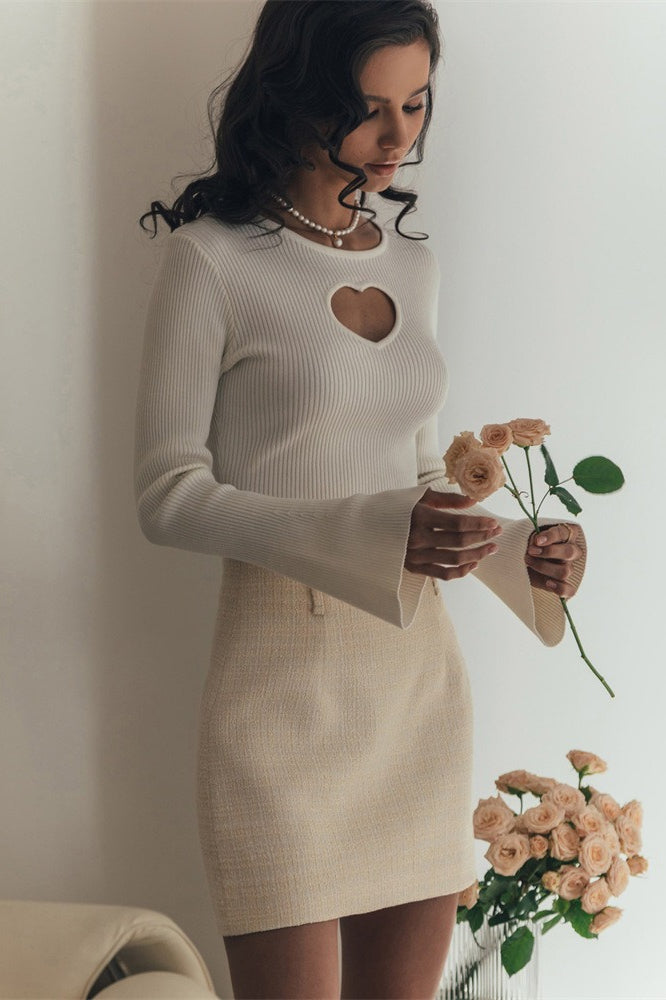 Heart Cutout Slim Fit Knit Sweater