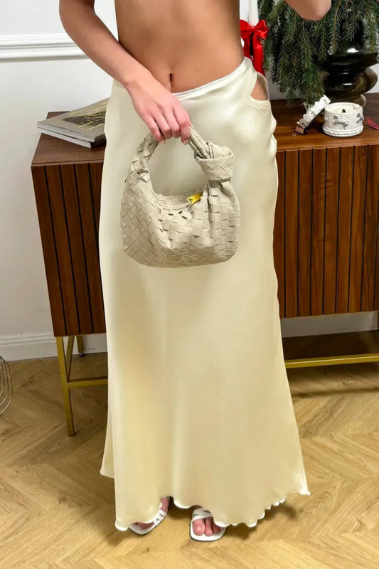 Tie-Waist Satin Maxi Skirt