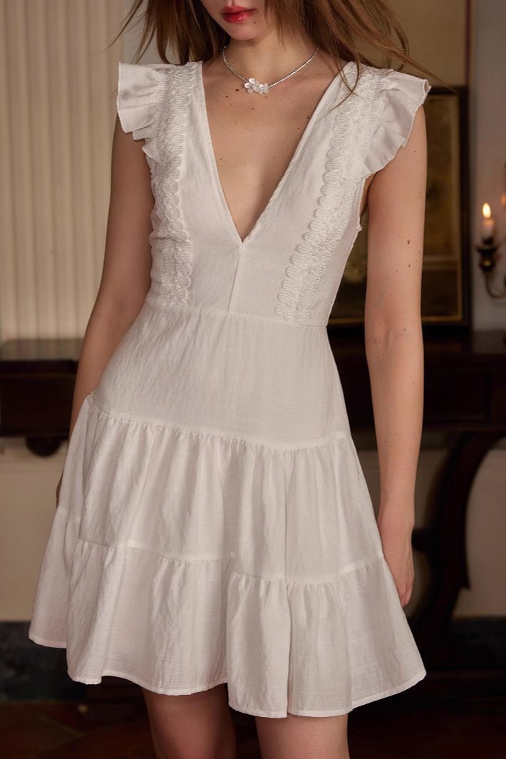 Backless High Waist Ruffle Cocktail Dress