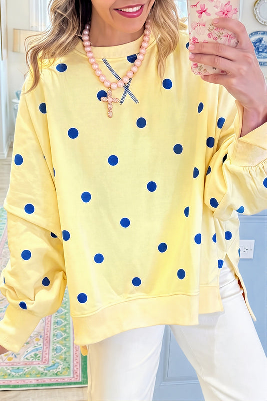 Polka Dot Oversized Crewneck Sweatshirt