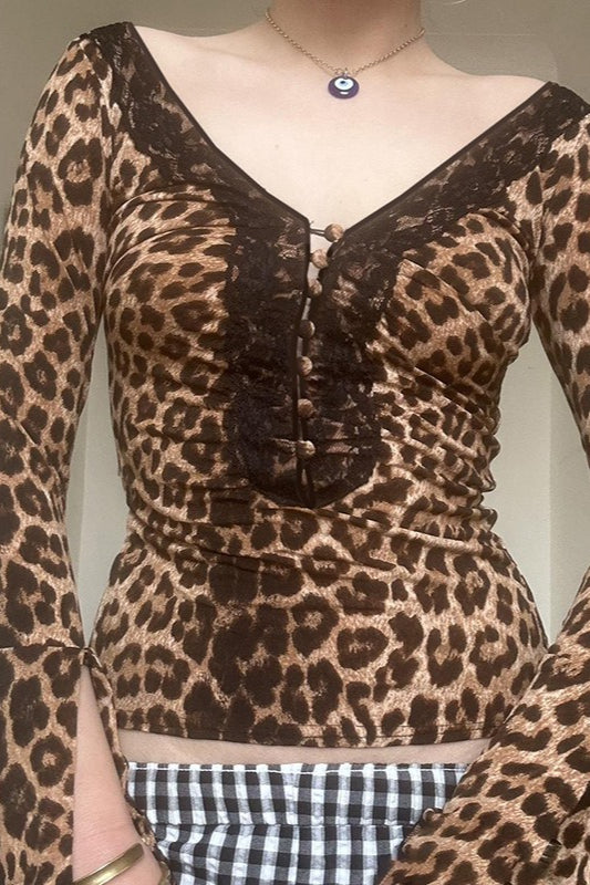 Cutout Backless V Neck Blouse