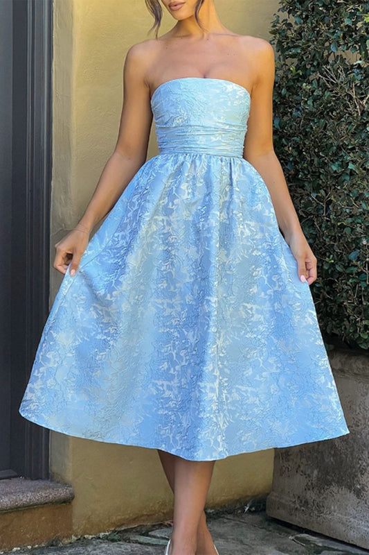 Strapless Elegant Party Dress XS / Blue