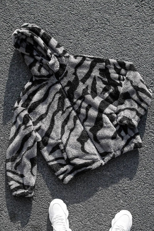 Contrast Panel Zip Hoodie