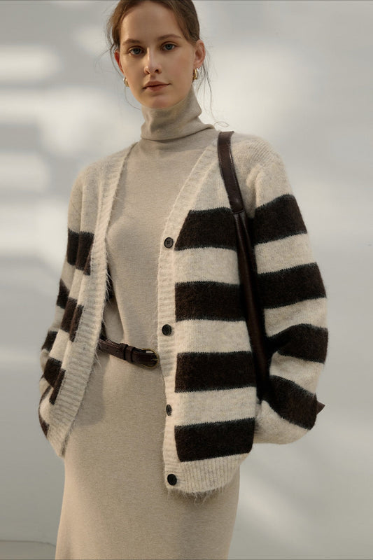 Relaxed Stripe Knit Cardigan