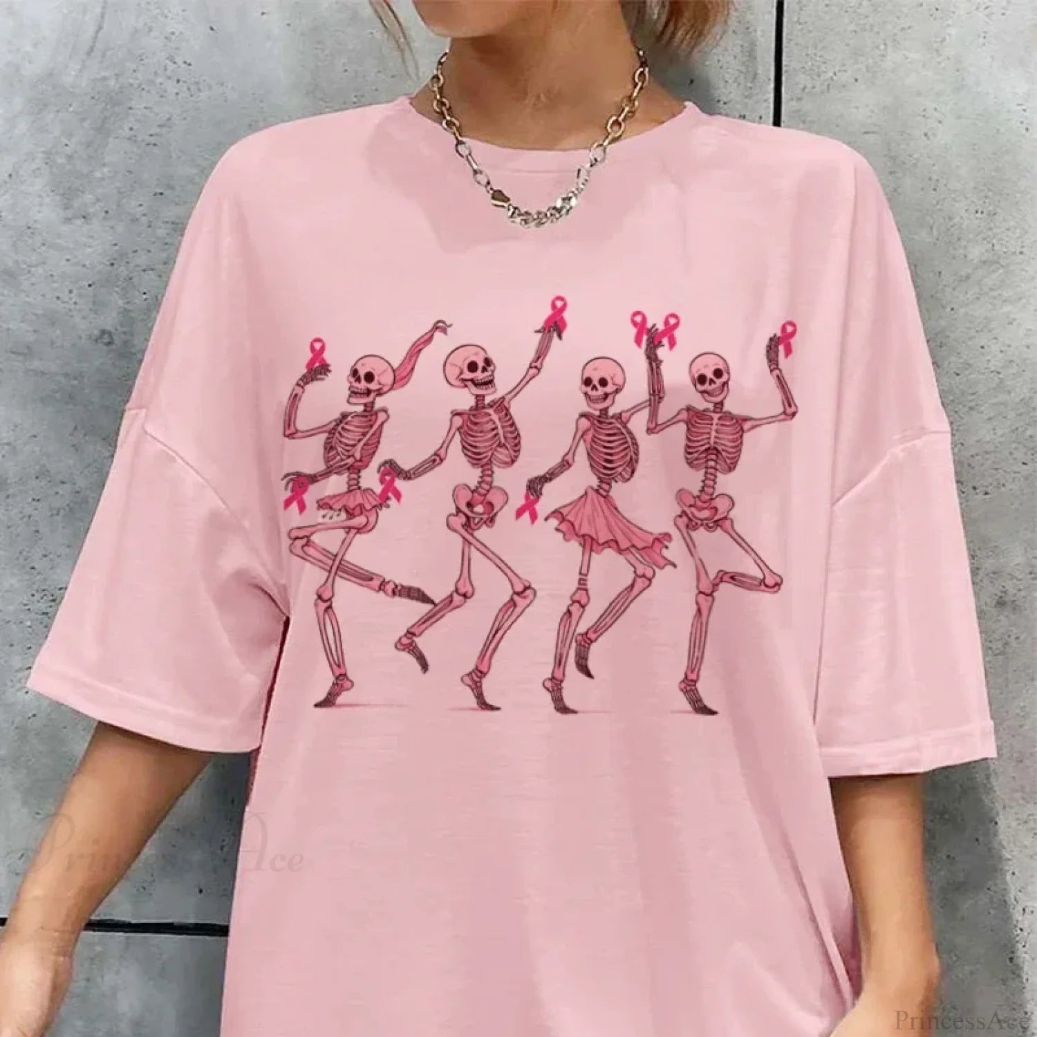 Dancing Skeletons Breast Cancer T-shirt Pink / S t-shirt-250223