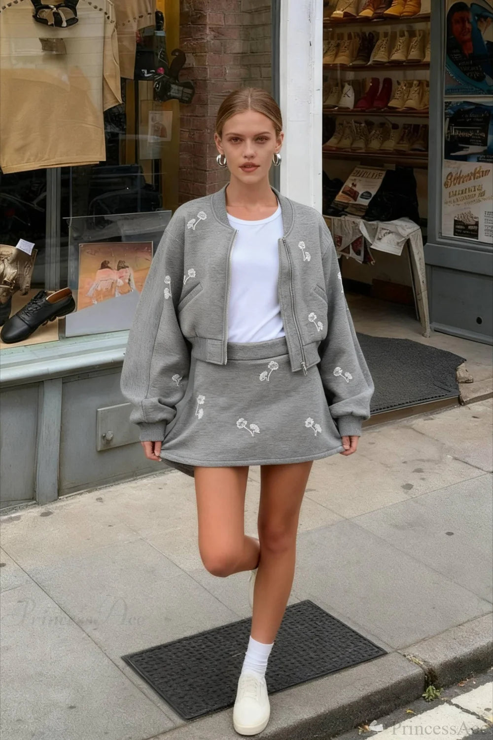 Dandelion Print Sweatshirt Loose Two Piece Set