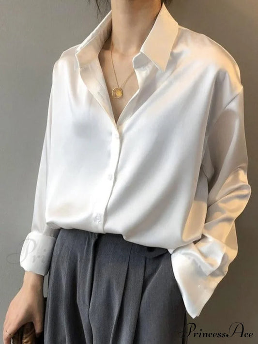 Daria Satin Blouse S / White Tops & Blouses