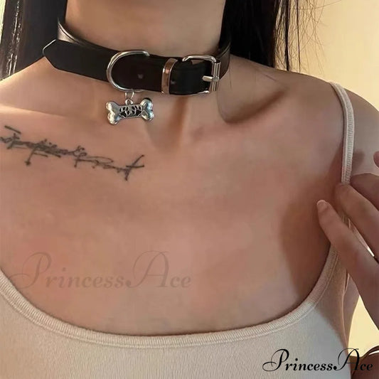 Dark Aesthetic Sexy Dog Bone Choker Necklace Halloween