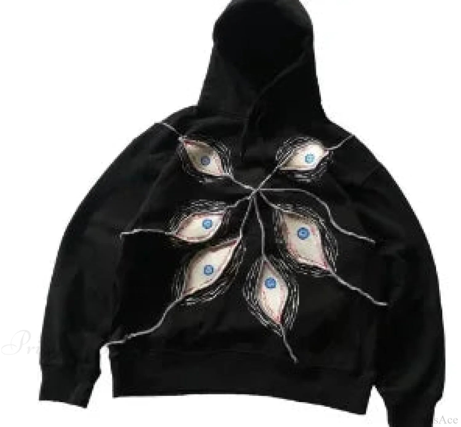 Dark Anime Visual Pullover Hoodie black4 / S