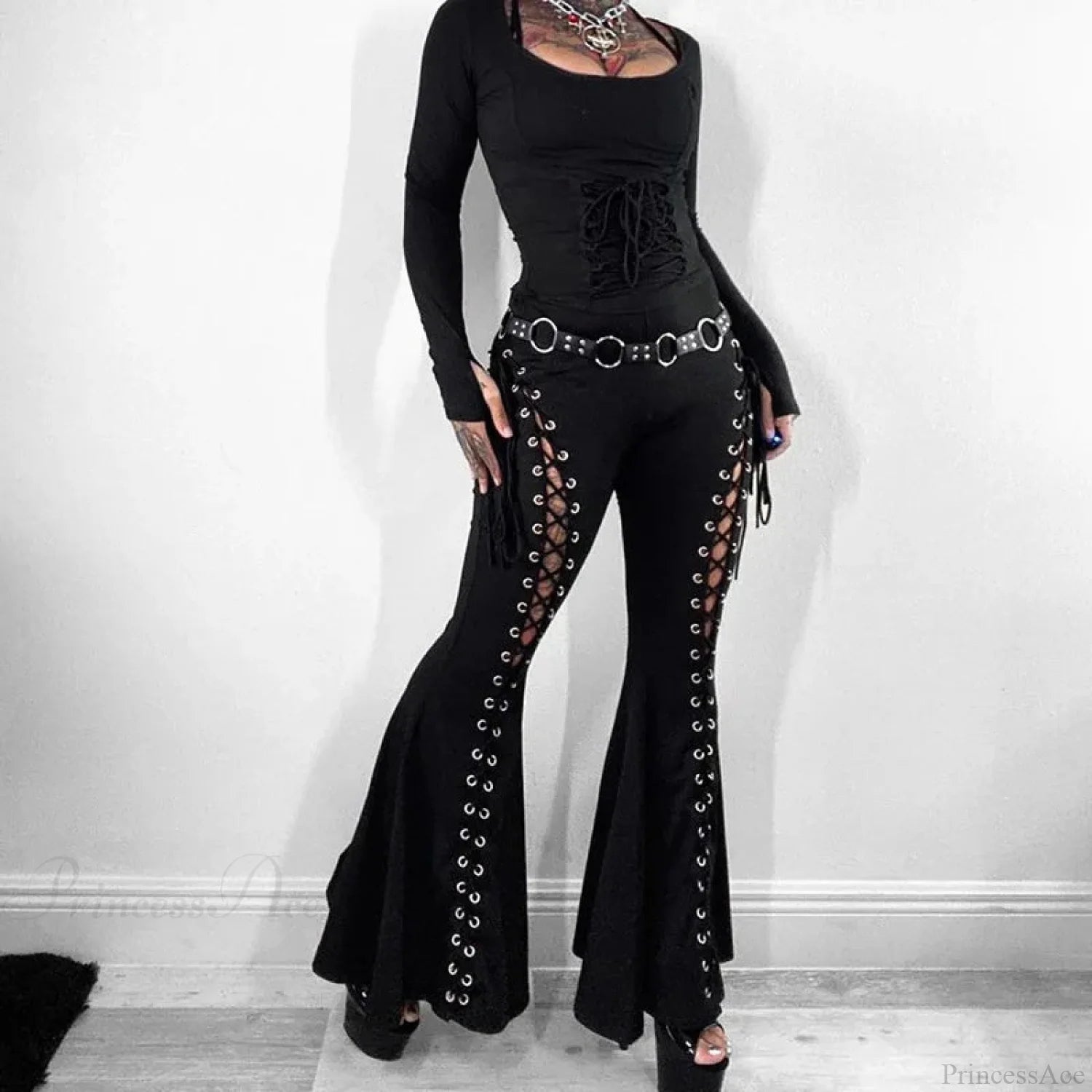 Dark Bandage Tall Waist Pant