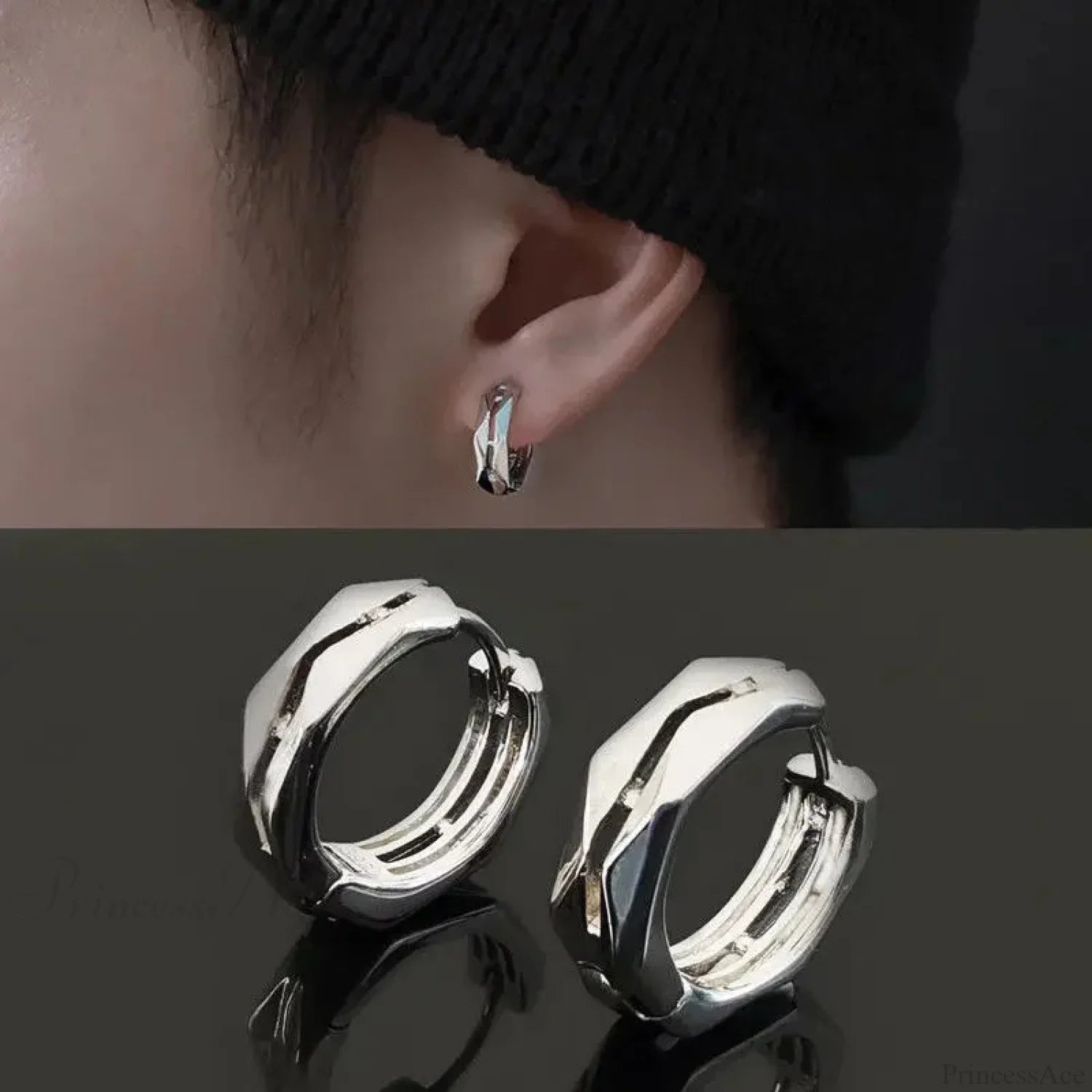 Dark Black Skull Awl Rock Declaration Earring color10