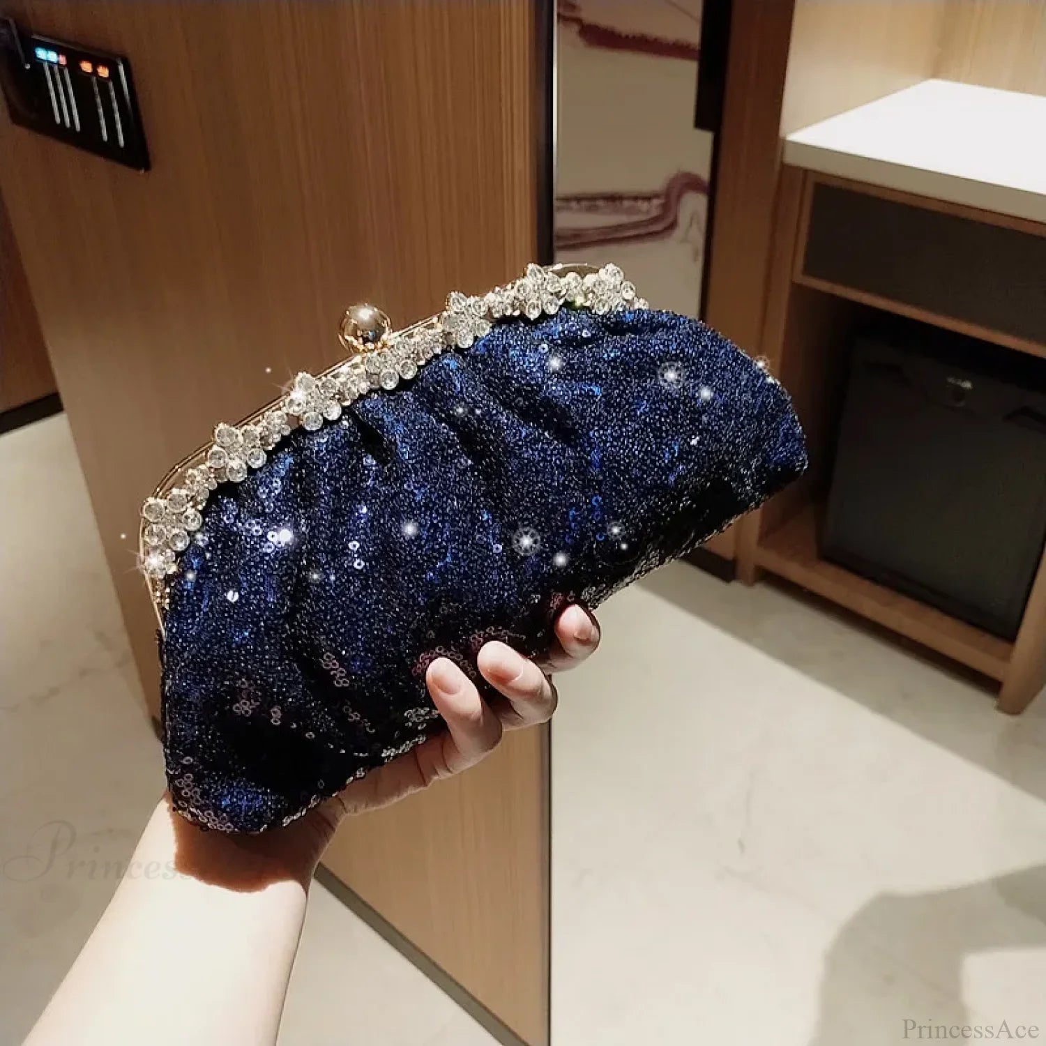 Dark Blue Sequin Clutch Wristlet wristlet-250126