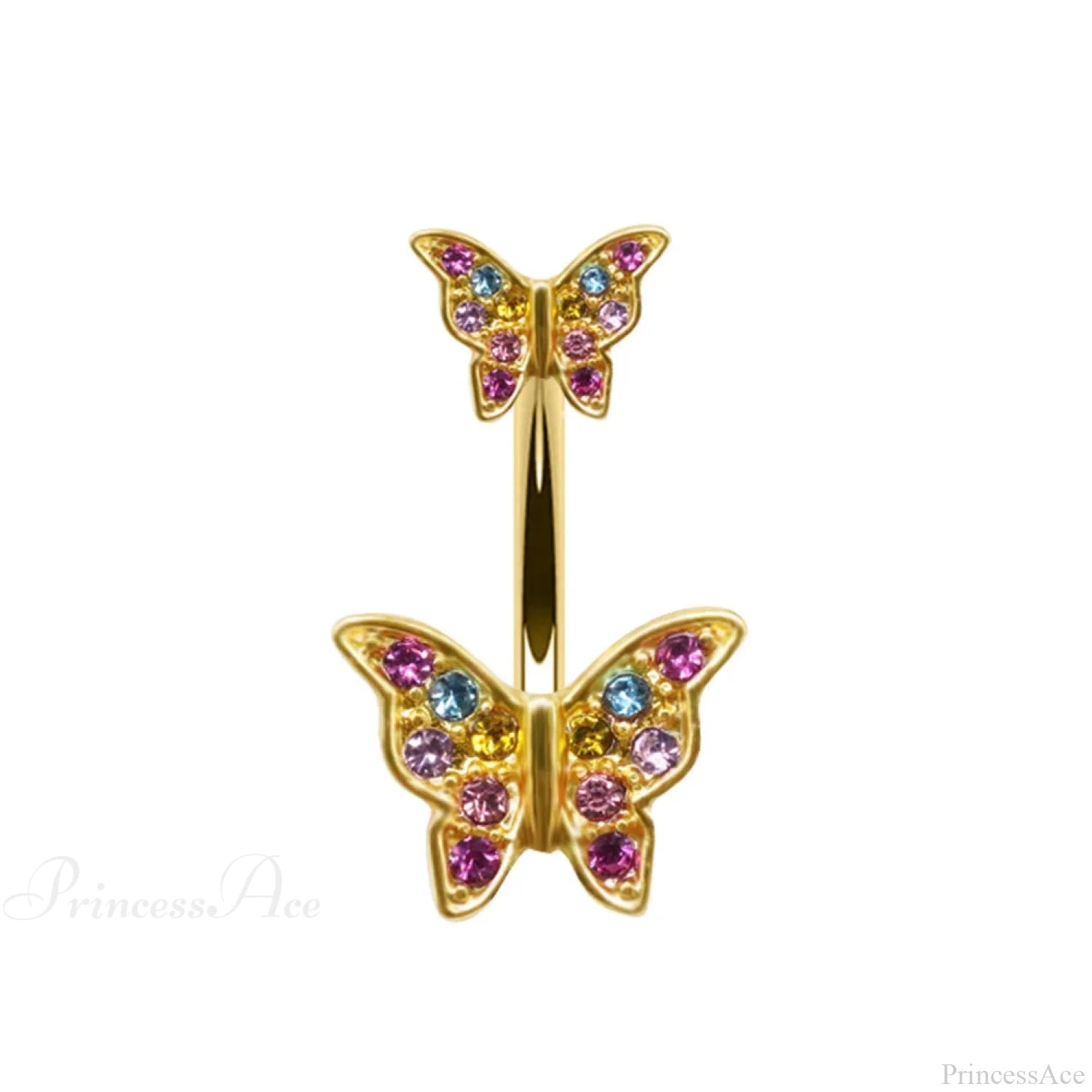 Dark Butterfly Pendant Belly Ring Gold