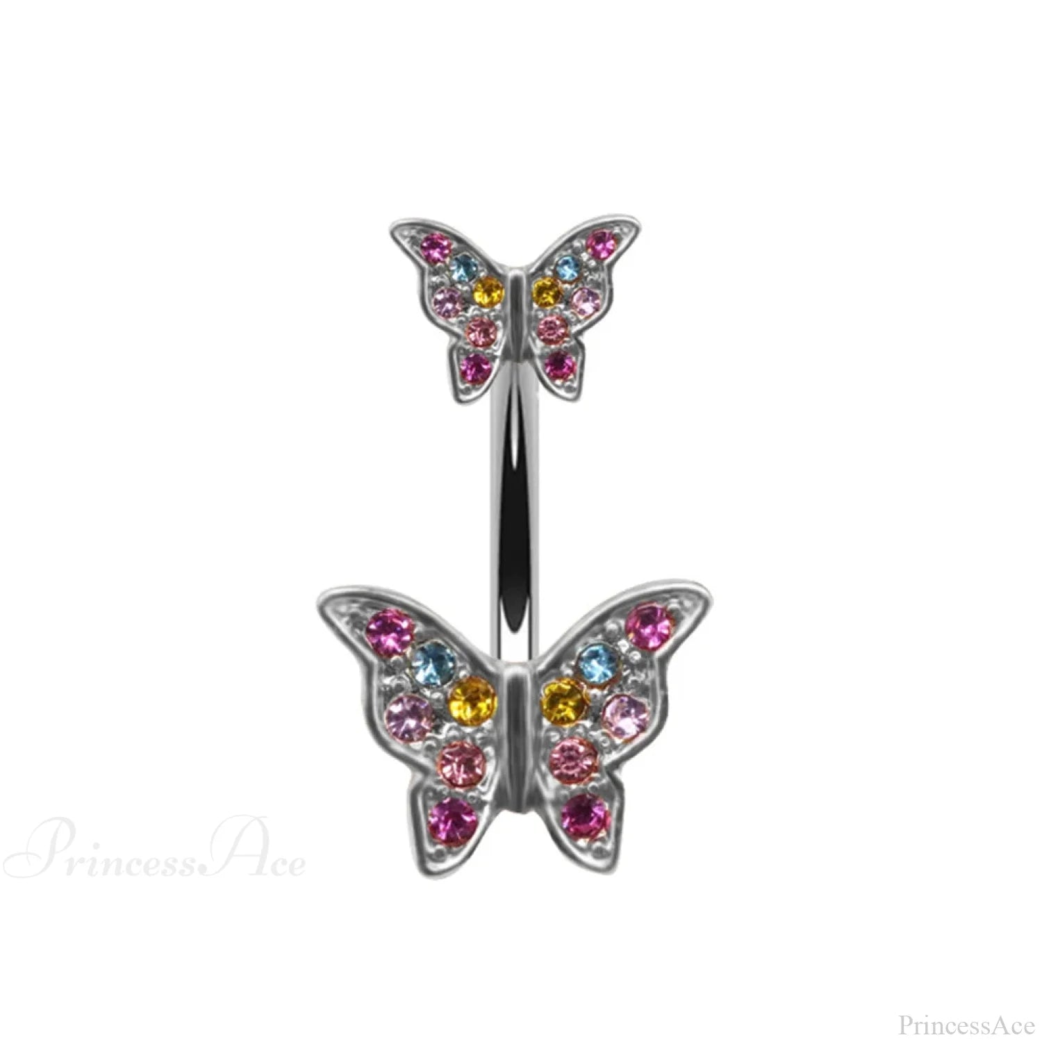 Dark Butterfly Pendant Belly Ring Silver