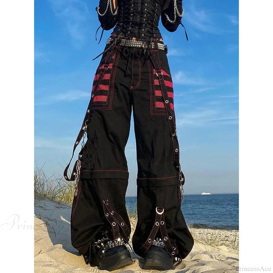 Dark Chain Wrap Wide Leg Trouser