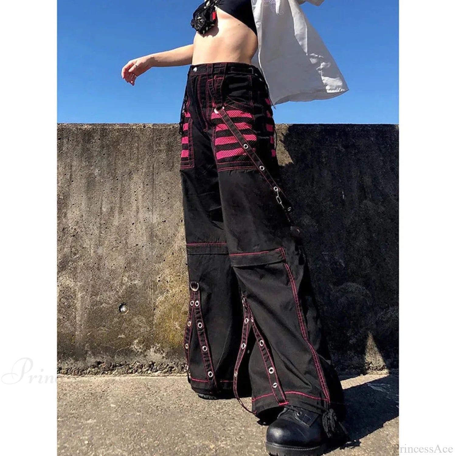Dark Chain Wrap Wide Leg Trouser