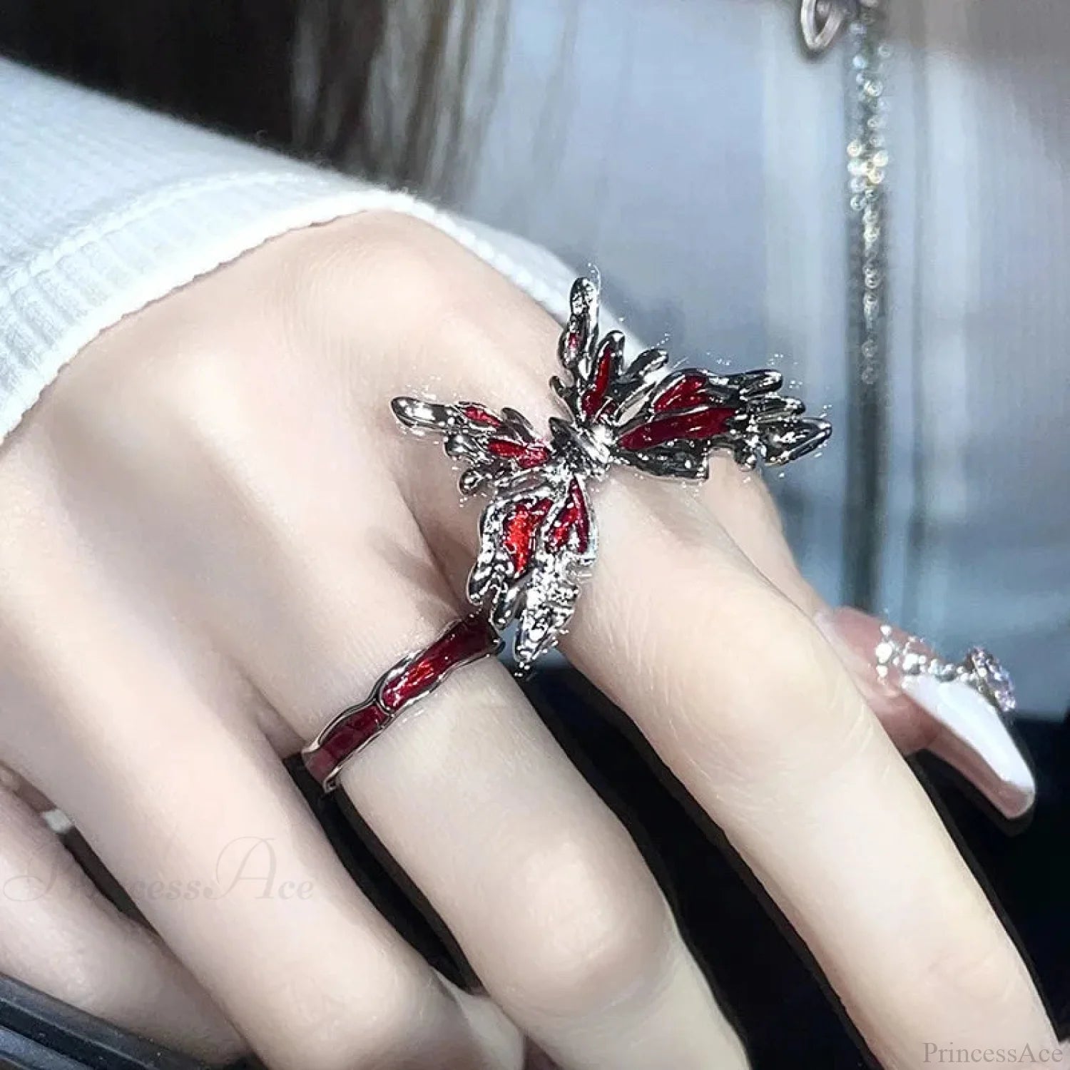 Dark Crimson Crystal Arachnid Celestial Band