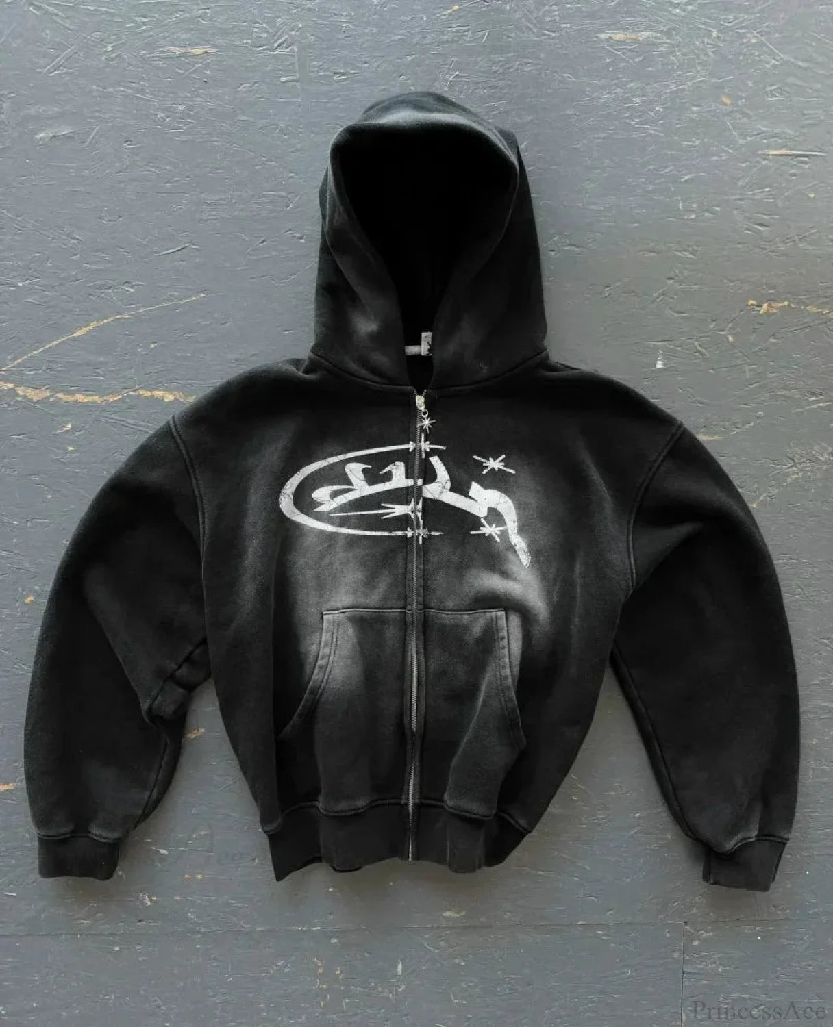 Dark Crimson Oversize Zipper Hoodie black9 / M