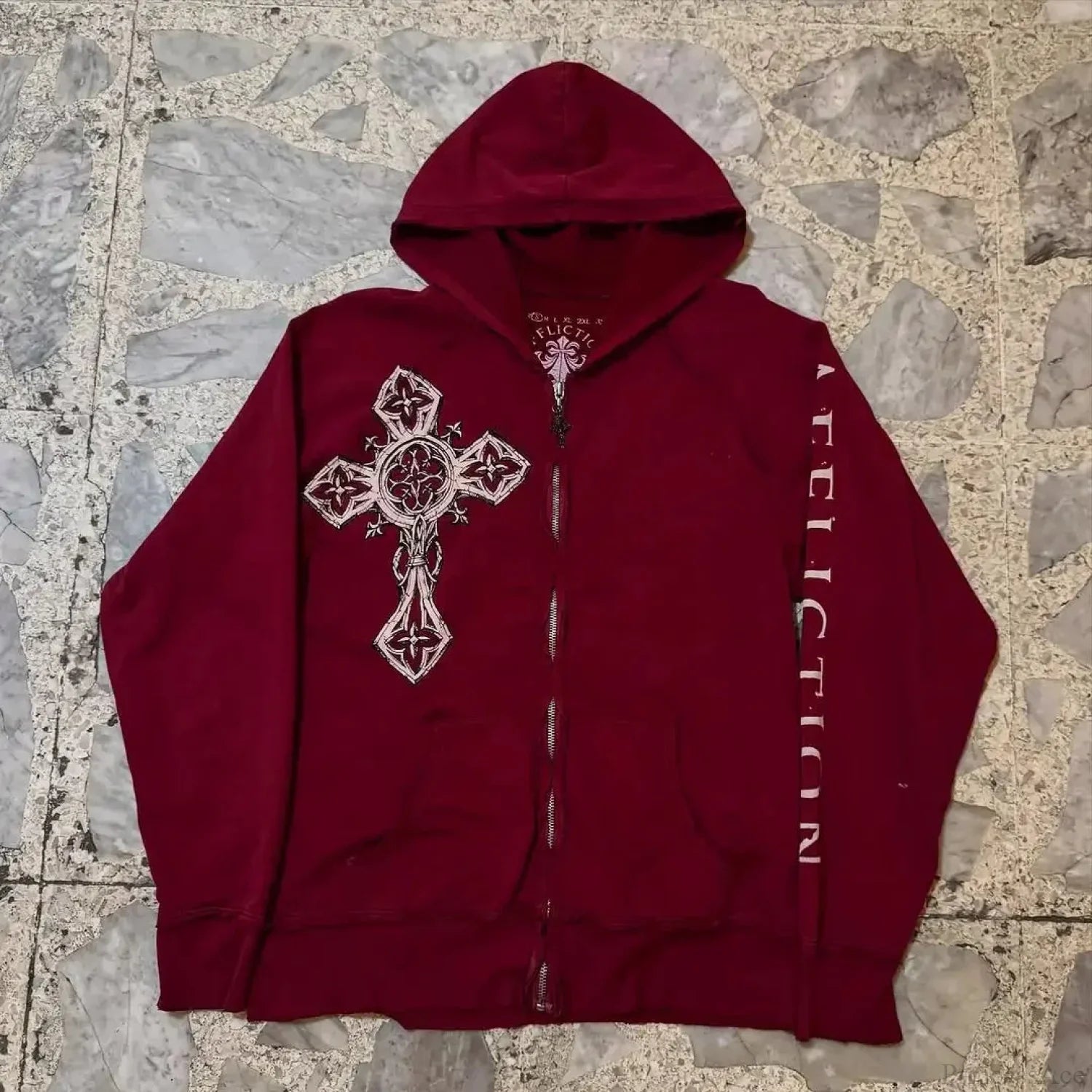 Dark Crimson Oversize Zipper Hoodie red / M