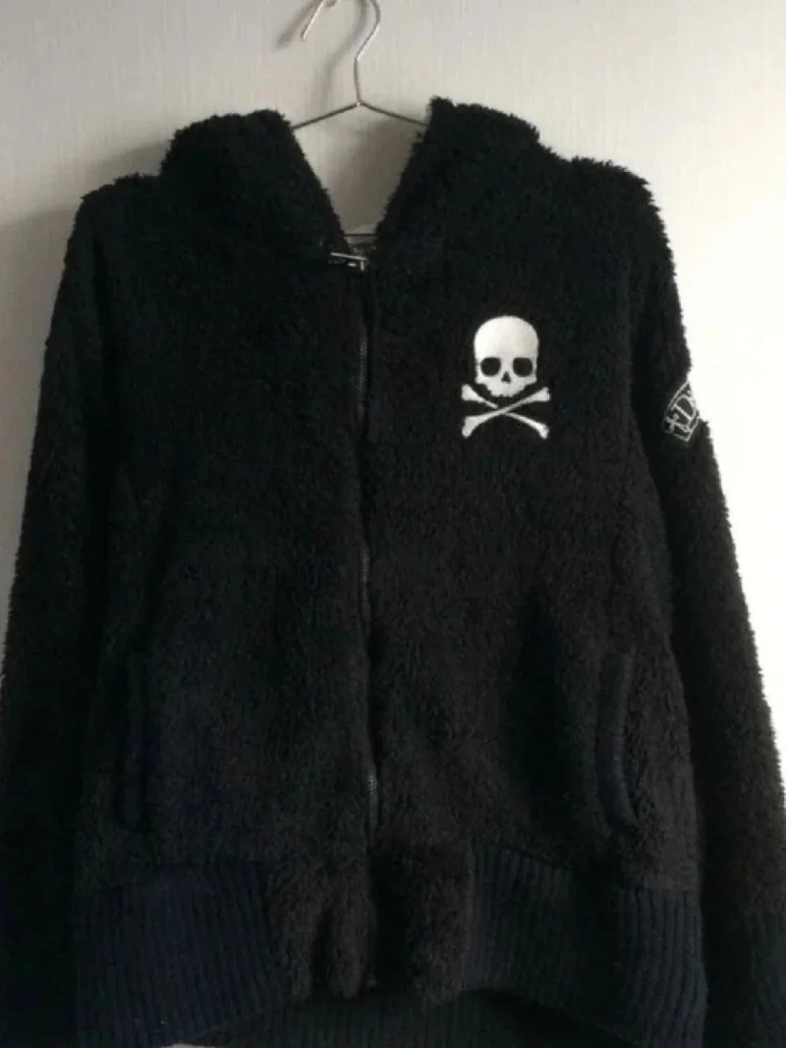 Dark Cross Skull Zipper Hoodie Black / S