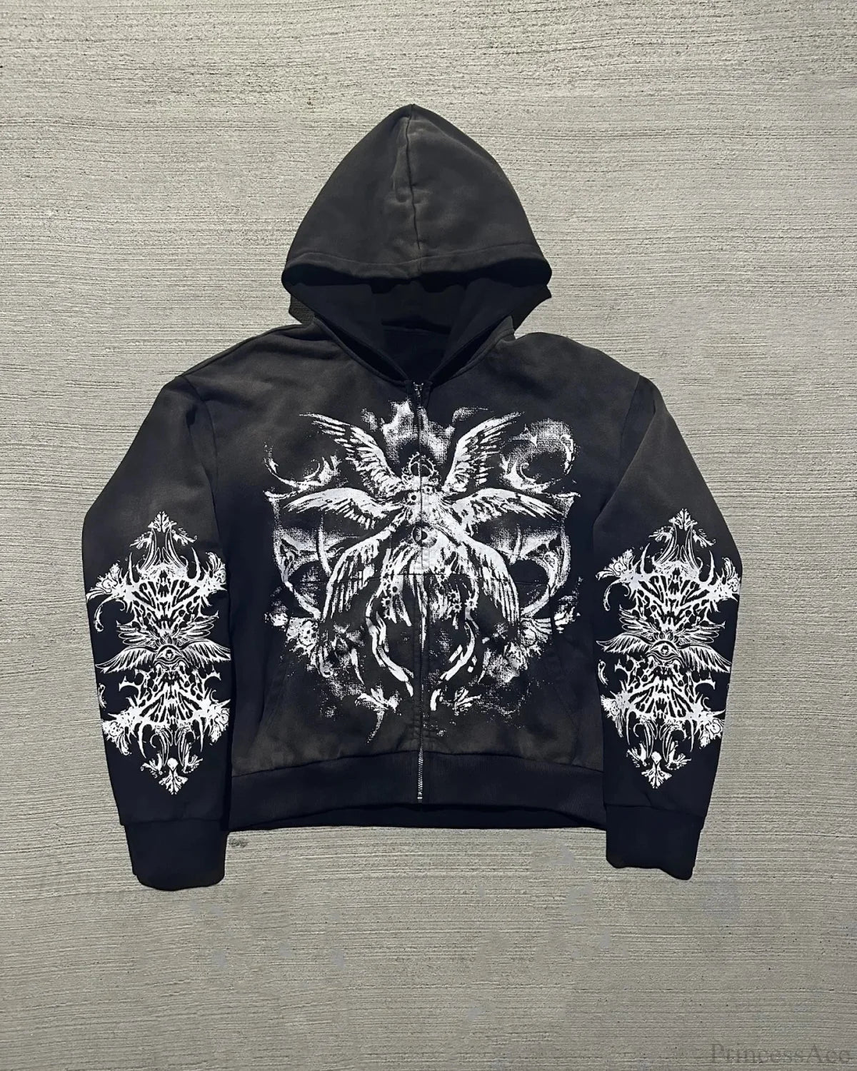 Dark Demon Letter Zip Hoodie black / S