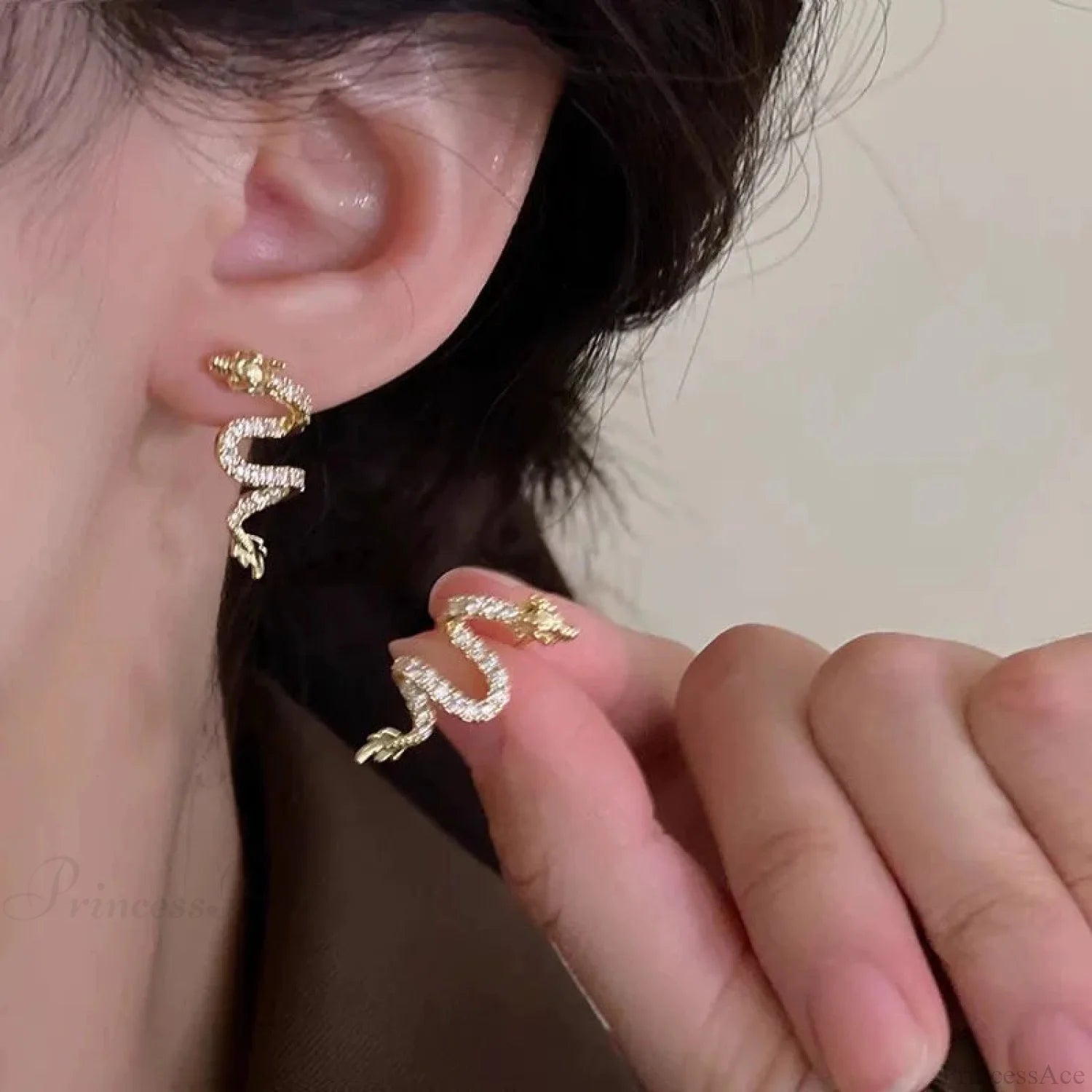Dark Dragon Envelop Vintage Creature Post Earring color1
